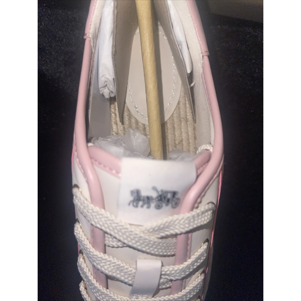 Coach Espadrille Pink Cream Leather Low Top Sneakers size 7B Coach Gym Shoes - Picture 3 of 10